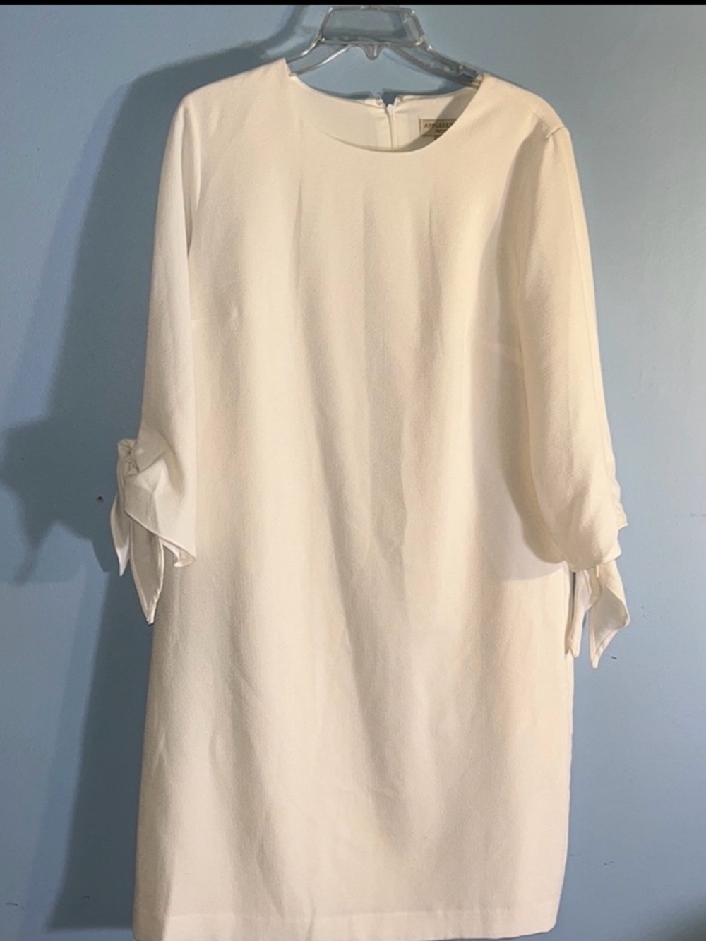 Appleseeds Off white sheath dress with 3/4 tie sleeves size 14 petite